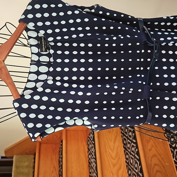👗CONNECTED APPAREL BLUE ON BLUE POLKA DOT DRESS 👗 - Picture 2 of 11